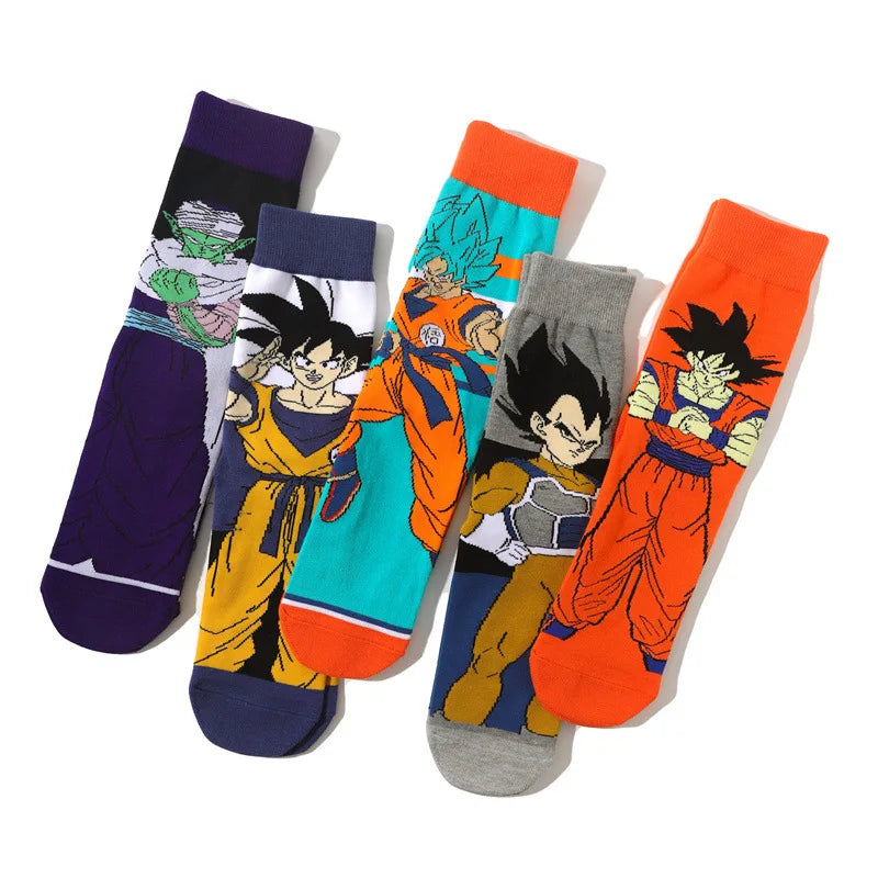 5Pairs Dragon Ball Unisex Cartoon Anime Socks Hip Hop Street Style Novelty Funny Casual Crew Socks for Men Women