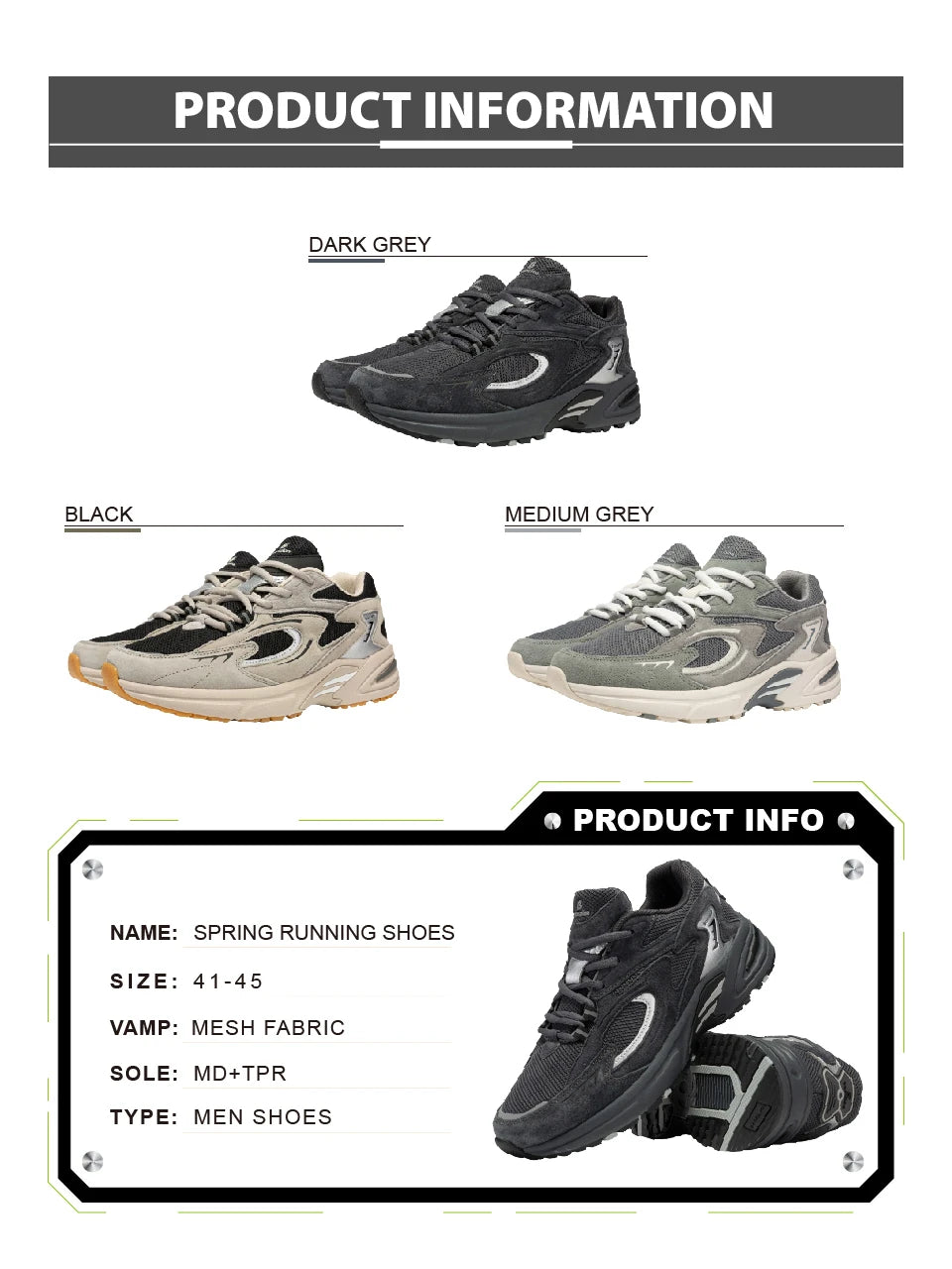 Baasploa New Running Shoes Men Outdoor Fashion Lightweight Mesh Sports Shoes Male Casual Breathable Non-Slip Walking Shoes