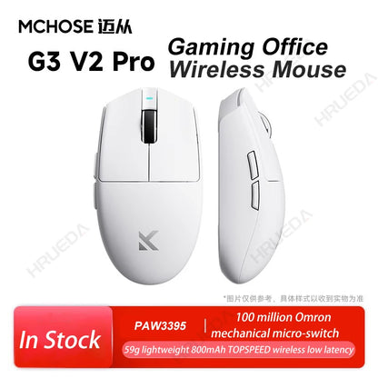 Mouse da gaming wireless MCHOSE G3 V2 Pro Tri-Mode Bluetooth 800mAh ricaricabile, leggero, con ergonomia personalizzata per esports