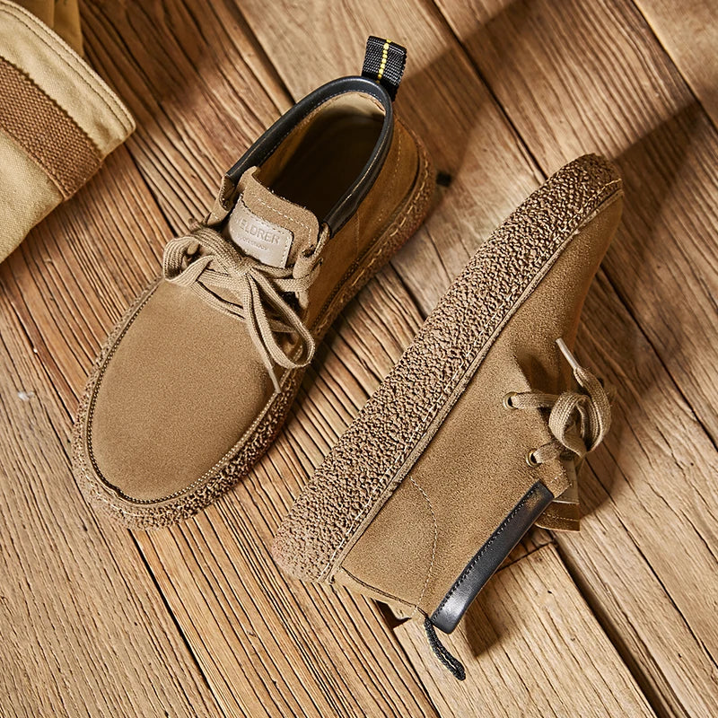 Luxury Brand Men Suede Leather Casual Shoes Genuine Leather Natural Handmade Anti-Skid Design Spring Autumn
