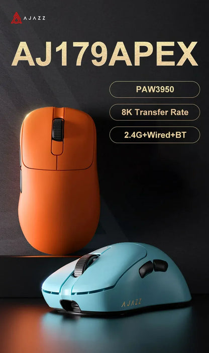 Ασύρματο Gaming Ποντίκι Ajazz AJ179 APEX με Βάση Έγχρωμης Οθόνης, Bluetooth, PAW3395, Μπαταρία 400mAh, Ρυθμός Ανανέωσης 8000Hz