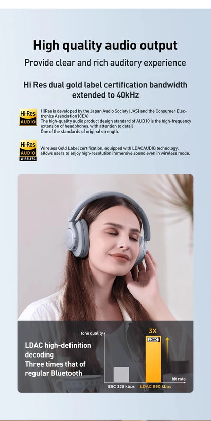 Cuffie wireless Bluetooth con cancellazione del rumore 1MORE SonoFlow S 42dB ANC Audio Hi-Res 90H di autonomia headset over-ear