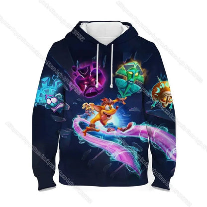 Kids Crash Bandicoot On the Run Hoodies Spring Boys Girls Cartoon Anime Sweatshirt Children Tops Coat Toddler Pullovers