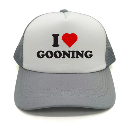 Αστεία καπέλα μπέιζμπολ «I Love Gooning» – Δροσερά καλοκαιρινά ανδρικά καπέλα από πλέγμα – Χιουμοριστικά καπέλα τύπου «Trucker» – Unisex καπέλα από πλέγμα για υπαίθριες δραστηριότητες – MZ-080