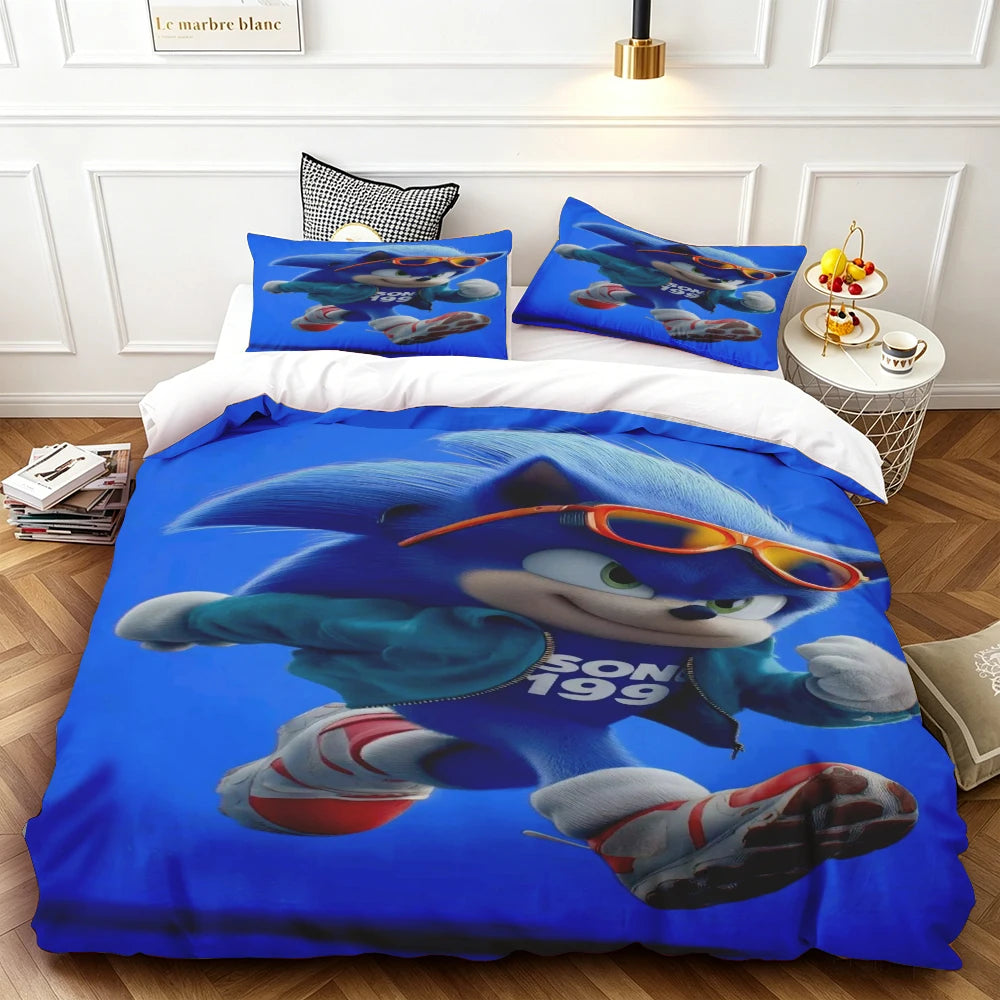 Sonic Duvet Cover for Kids Cool Bedding Set, Duvet Cover for Bedroom Decor Soft and ComfortableTwin, Double, Queen, and King