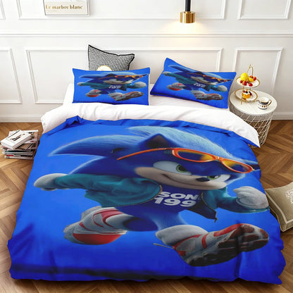 Sonic Duvet Cover for Kids Cool Bedding Set, Duvet Cover for Bedroom Decor Soft and ComfortableTwin, Double, Queen, and King