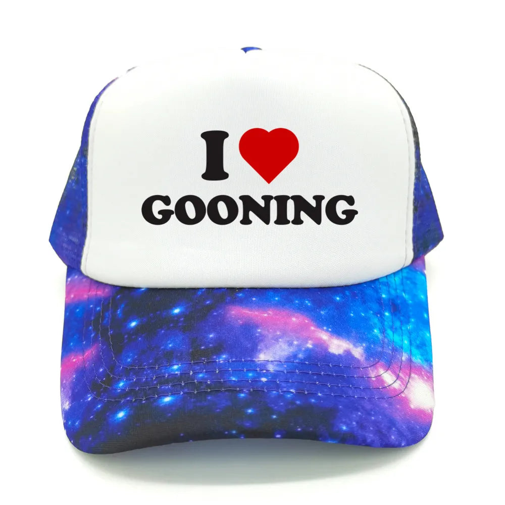 Αστεία καπέλα μπέιζμπολ «I Love Gooning» – Δροσερά καλοκαιρινά ανδρικά καπέλα από πλέγμα – Χιουμοριστικά καπέλα τύπου «Trucker» – Unisex καπέλα από πλέγμα για υπαίθριες δραστηριότητες – MZ-080