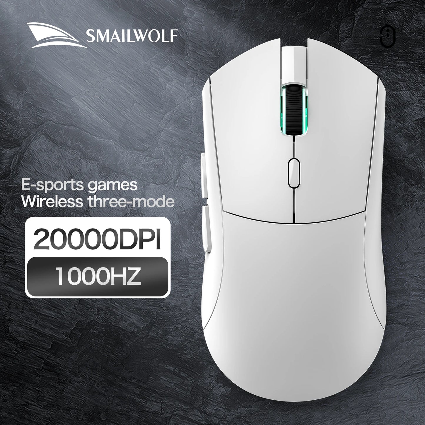 Ratón gaming inalámbrico Bluetooth SMAILWOLF RS7 de tres modos PAW3311 con macros, para portátil, gaming y oficina