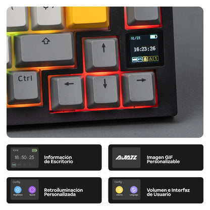 Layout ISO-ES EPOMAKER X AJAZZ AK820 PRO 75% spagnolo, tastiera meccanica cablata/2.4GHz/BT con schermo e manopola per PC/Mac