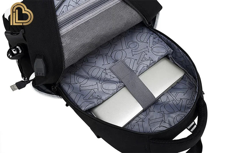 Red Jade F-Fortnited Battle Royale Backpack with USB Charging Anime Figures Study Stationery Compartment for Students Mochila
