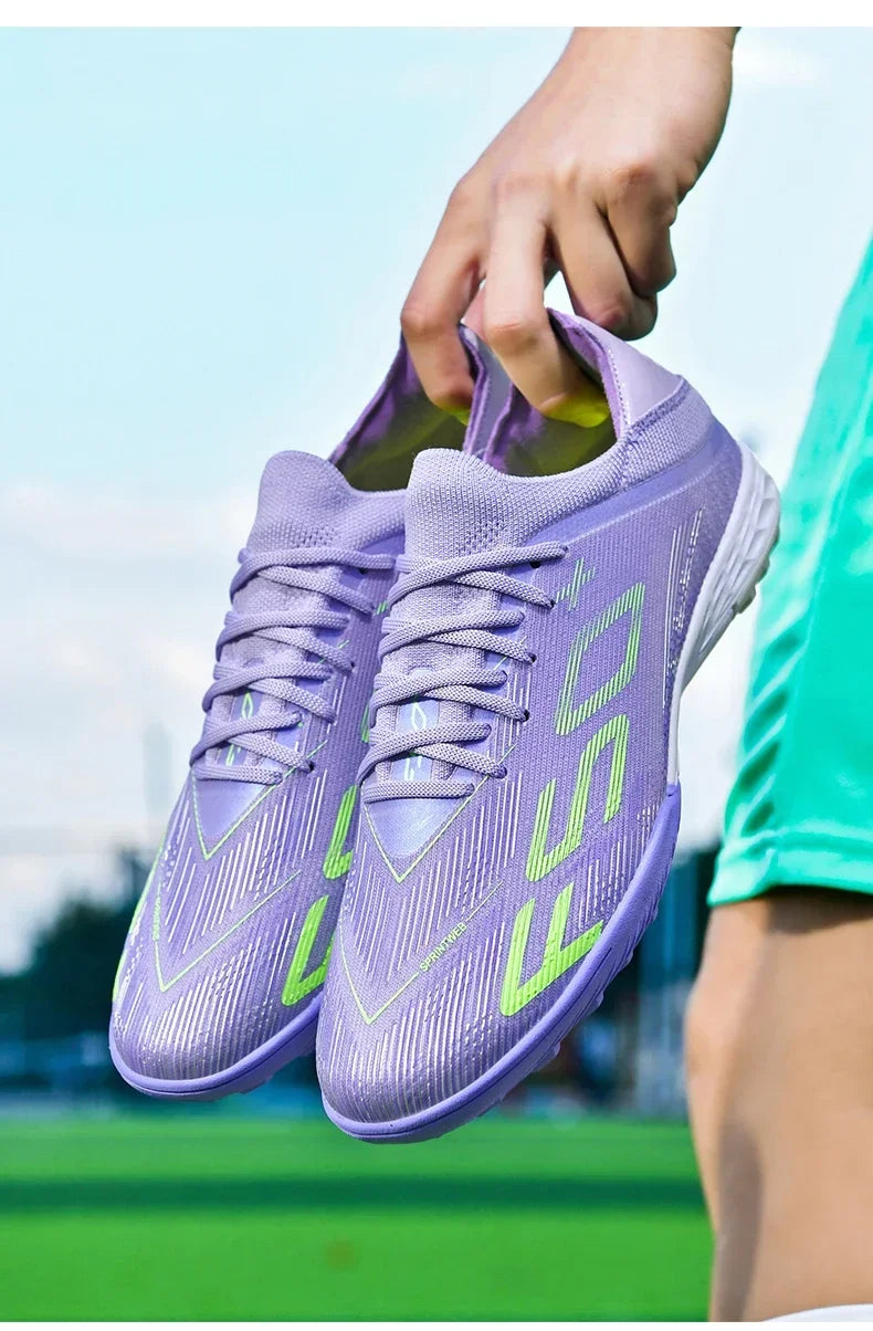 Nouvelles chaussures de football pour hommes, chaussures de match, crampons pour terrain en gazon, baskets de haute qualité, chaussures de futsal pour intérieur, chaussures montantes antidérapantes pour extérieur, meilleu