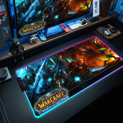 RGB Mouse Pad Game World Of Warcraft Large Table Pad Computer Accessories XXL Laptop Antislip Keyboard Pad LED Backlight Deskmat