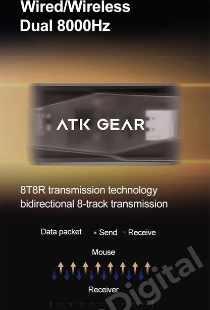 Безжична геймърска мишка ATK Dragonfly A9 Ultimate A9 Air PAW3950, ултралека ергономична e-sports мишка за FPS геймъри, CSGO A9 Ultra
