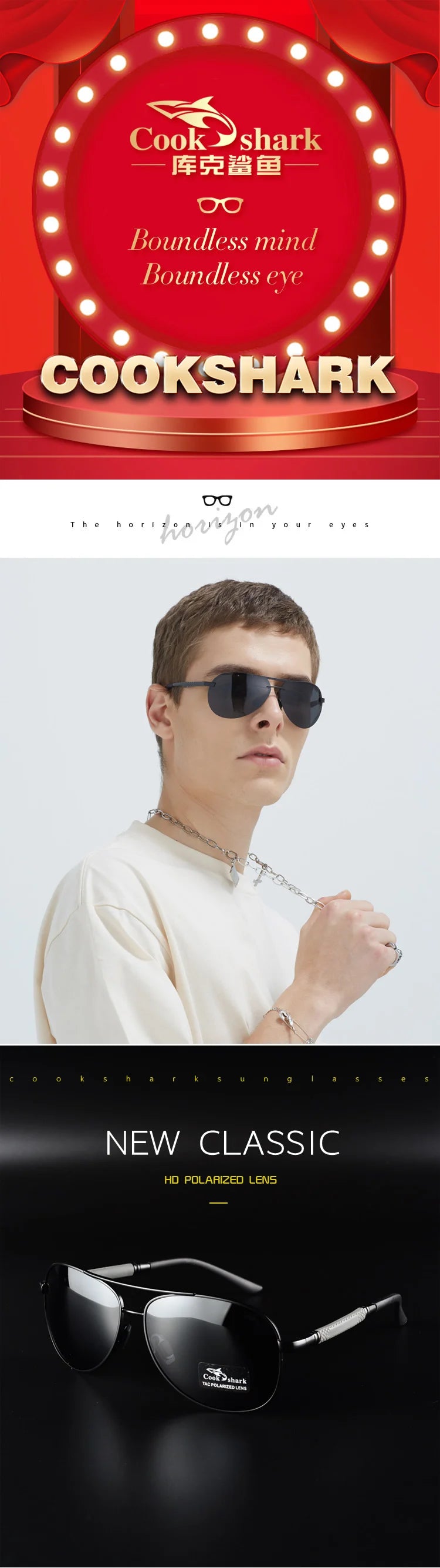 Cook polarizer color-changing sunglasses male driver fishing sunglasses day and night driving special glasses tide
