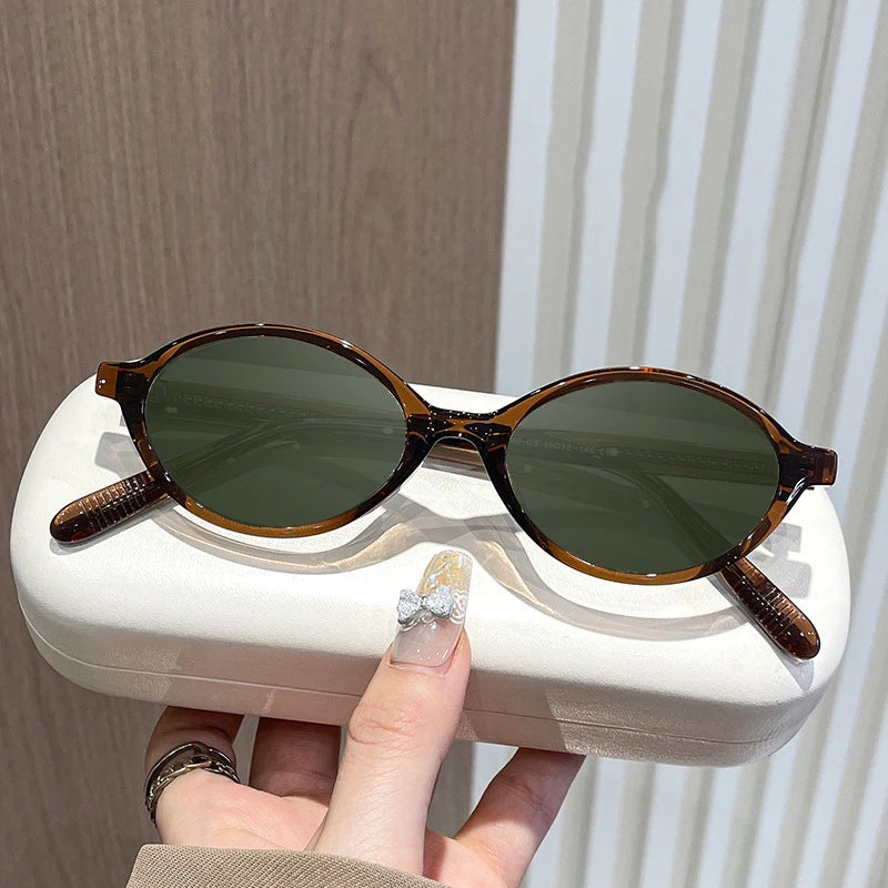 VICKY Simple Geometric Oval Small Frame Retro Design Women's Polarized Sunglasses UV Protection Customizable Prescription K9142