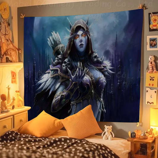 Kleurrijke World of Warcraft-vlag voor aan de muur, bohemian wandbanner met mandala, decoratiekunst voor binnen