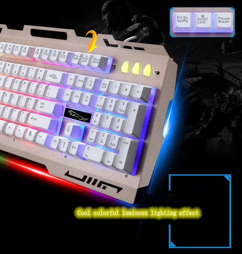 USB Keyboard G700 Waterproof Business Personality Mechanical Feel Metal Glow Mobile Phone Stand Gaming Keyboard
