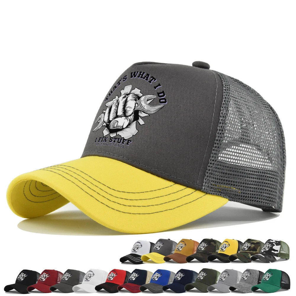 Gorra de béisbol de moda para primavera-verano, de malla estampada y transpirable, con logotipo personalizado para hombres, mujeres y parejas; gorra con visera, casquette.