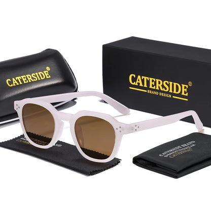 CATERSIDE Retro Polarized Sunglasses Men Ultralight TR90 Frame Polygon Women Sun Glasses Outdoor High Quality Travel  Eyewear