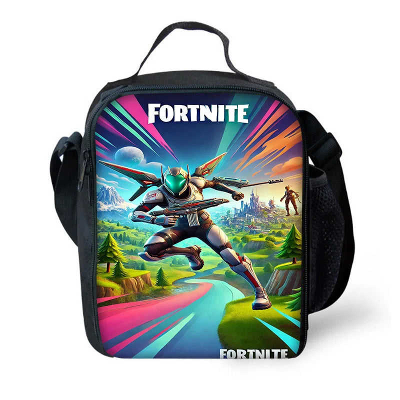 Mochilas Infantis de Design Gaming F-FortniteS com Lancheira e Estojo, Mochilas Escolares de Grande Capacidade para Meninos e Meninas, Melhor Presente