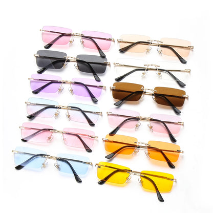Fashion Rimless Rectangle Sunglasses Women Luxury Design Sun Glasses Ladies Retro Gradient Eyewear Summer UV400 Sun Shades