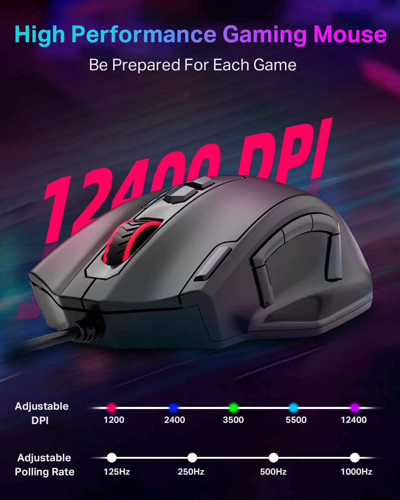 E-YOOSO X-41 Pro USB Wired Gaming Mouse RGB Backlit 12400 DPI 11Buttons Programmable Ergonomic Mice for Work Computer PC Laptop