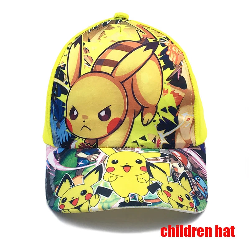 Pokémon-baseballkasket, Pikachu-hat, Pokémon-cosplay-hiphop-kasket til piger, drenge, børn, anime-figurer, legetøj, gave, tegneseriehat