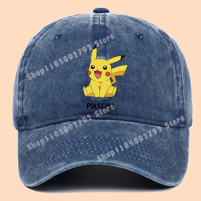 Pokémon-baseballkasketter, Pikachu, kawaii, anime-figurer, solhatte, sommer, udendørs, forældre og børn, solhat, trendy kasket med andetunge, gave