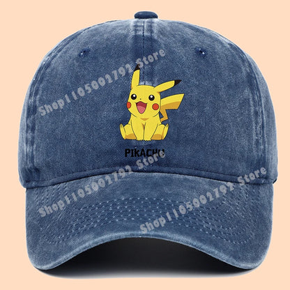 Pokémon-baseballkasketter, Pikachu, kawaii, anime-figurer, solhatte, sommer, udendørs, forældre og børn, solhat, trendy kasket med andetunge, gave