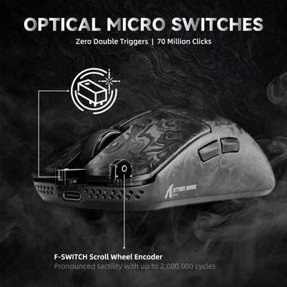 Ratón gaming inalámbrico ATTACK SHARK R11 ULTRA de fibra de carbono, 8000Hz, PAW3950MAX, 42000DPI, ultraligero de 49g, 20000FPS, Nordic 52840