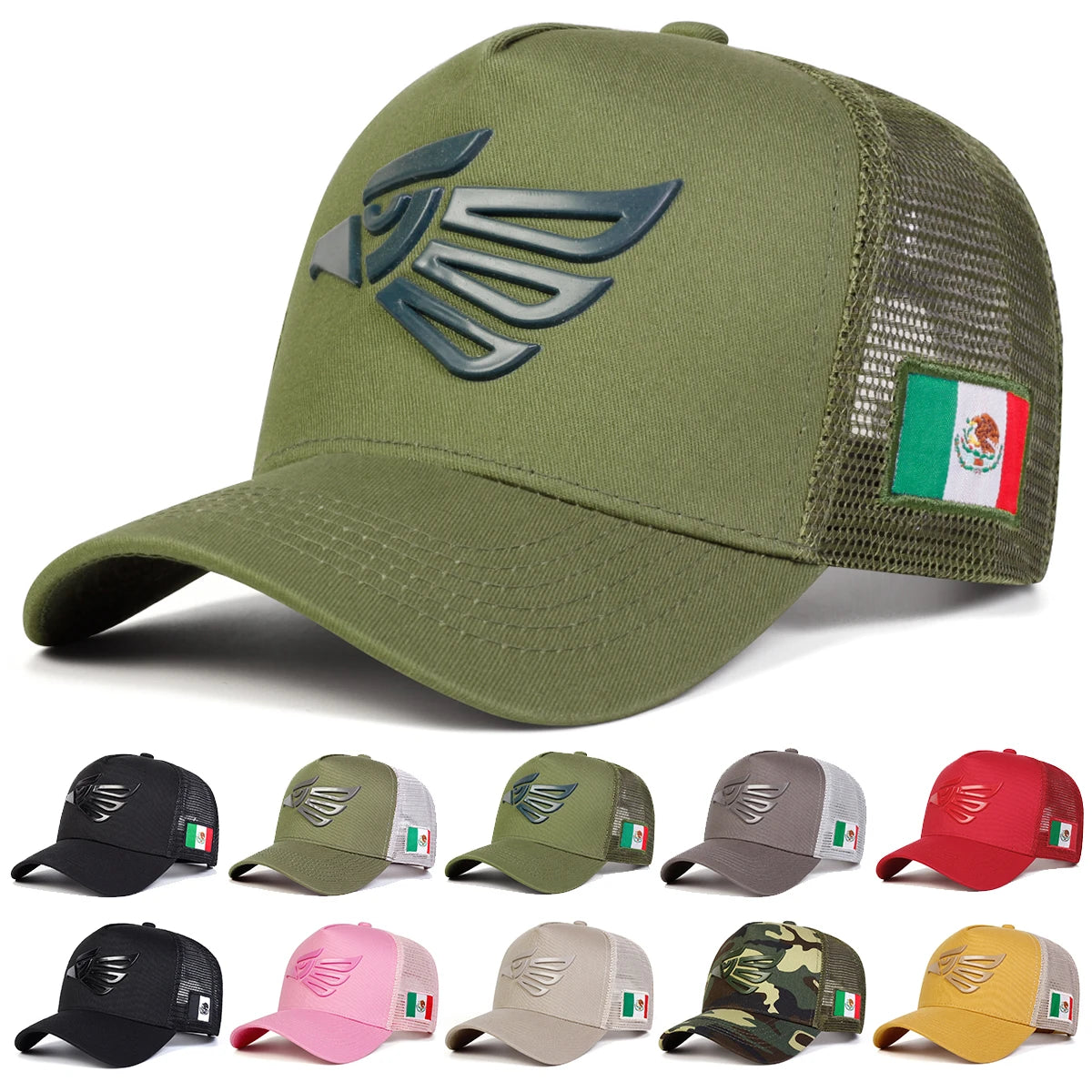 Unisex-Baseballkappen mit „Mexican Eagle“-Label, verstellbar, Freizeitmützen, Sonnenhüte für Frühling und Sommer im Freien