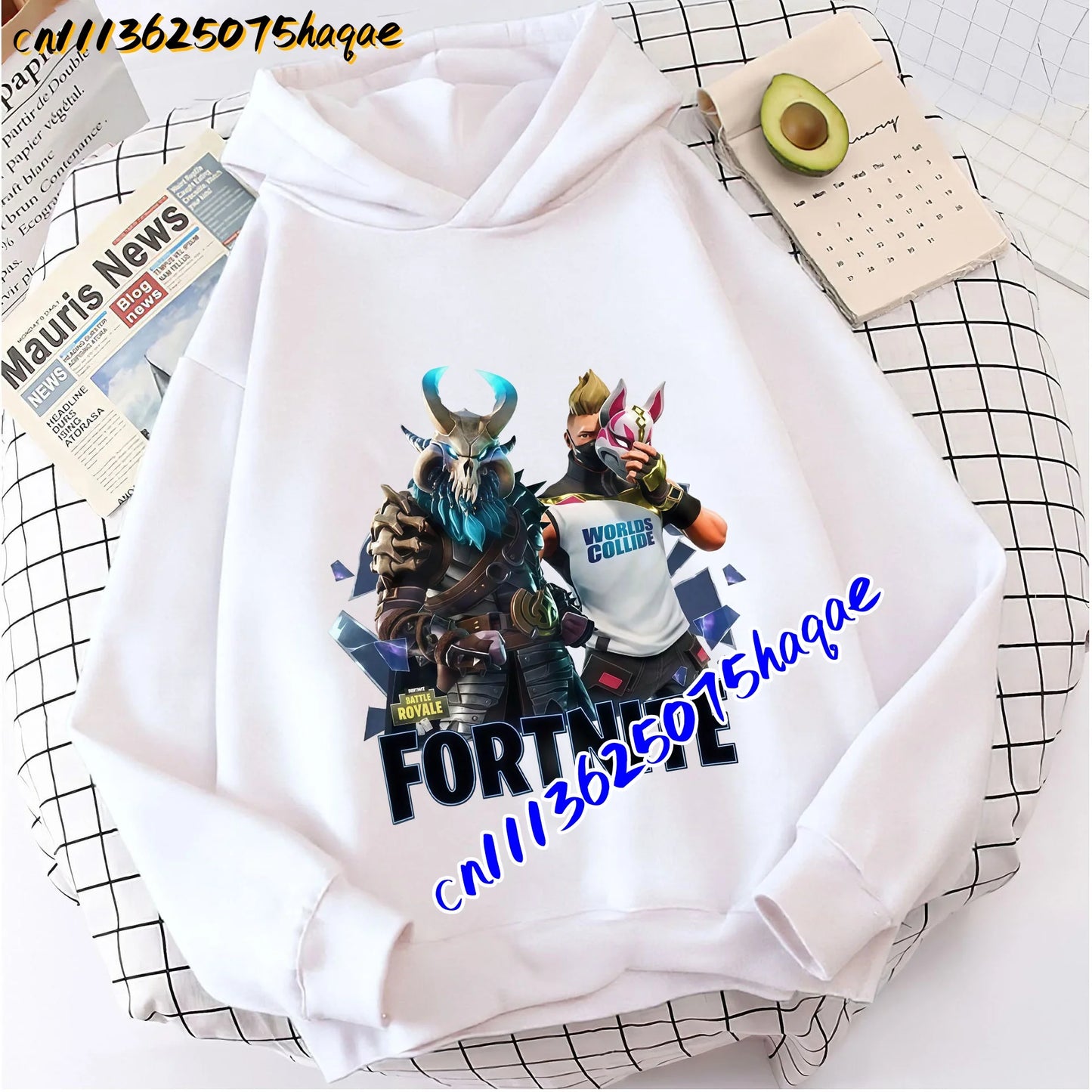 FORTNITED Sweat-shirt pullover com capuz de manga comprida para criança, menina e menino, streetwear, moda anime, roupa infantil, top para bebé, presente