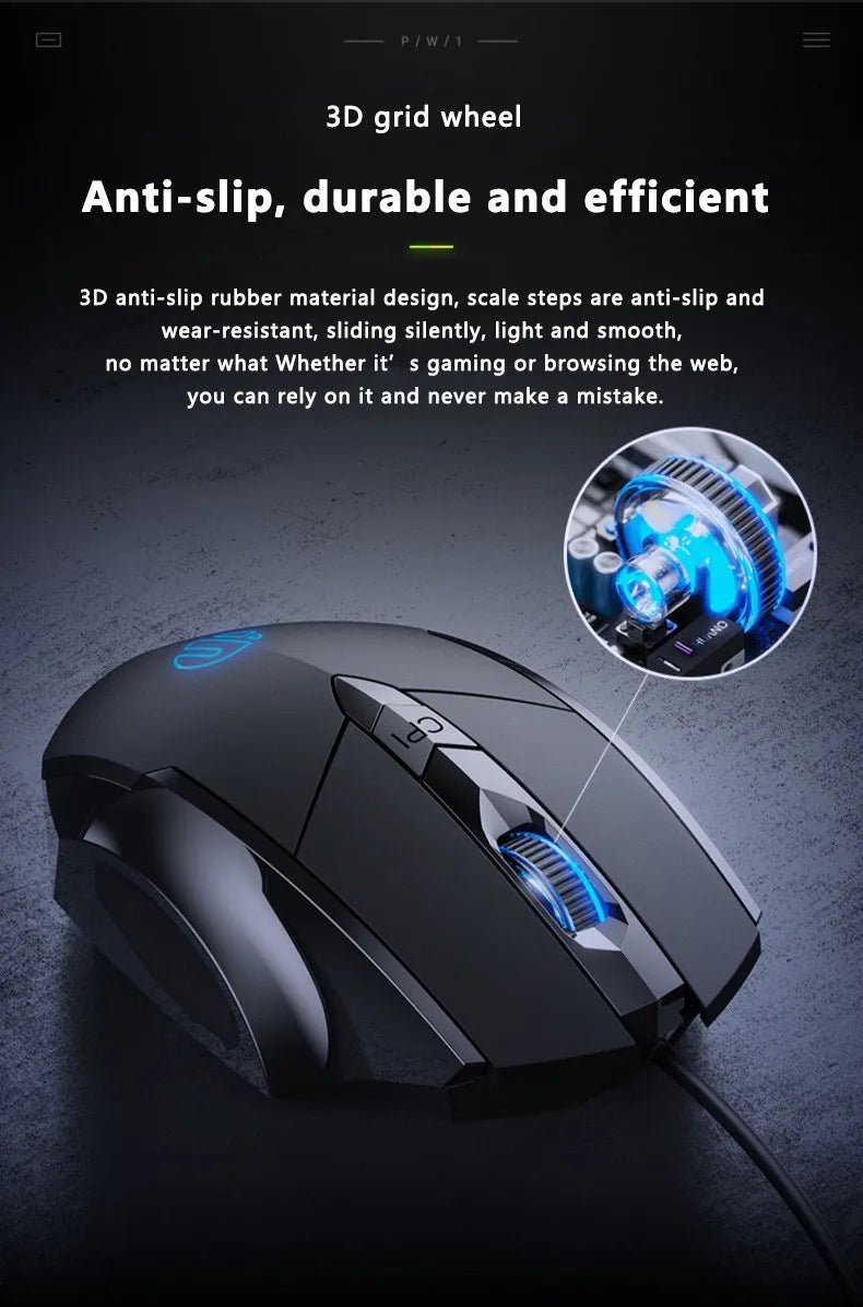 Inphic W1 Wired Gaming Mouse USB Esports Mouse with Adjustable DPI, Programmable Macro Buttons, Silent Click Office & Gaming Mouse