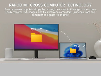 Rato Sem Fios Recarregável Multimodo Rapoo MT760L/MT760M Ergonómico 4000 DPI com Suporte até 4 Dispositivos Bluetooth