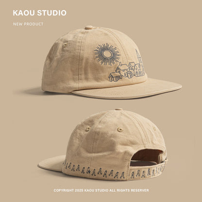 Heavy Embroidery Flat Brim Baseball Cap Niche Unisex Hip Hop Duckbill Cap Fashion Versatile