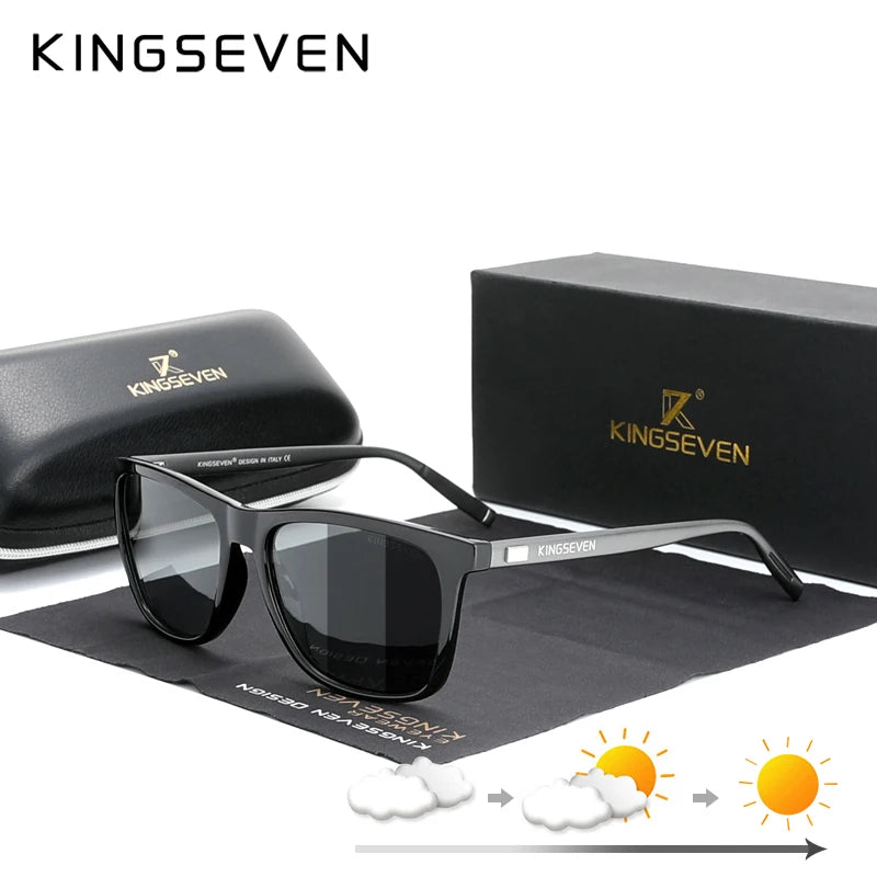 KINGSEVEN solbriller med aluminiumsstel til mænd, polariserede, fotokromatiske solbriller, damebriller, tilbehør, solbriller til bilkørsel