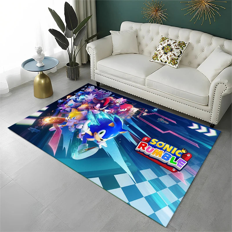 Classic Game S-Sonic Cartoon Non-Slip Area Rug for Living Room,Bedroom,Playroom,Soft Carpet Floor Mat Home Decor Rug Kids Room