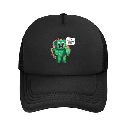 Hoekige avonturier ontdekt een Creepers-monster achter zich Truckerpet Zonnehoeden Verstelbare snapback-petten Mesh-baseballpet
