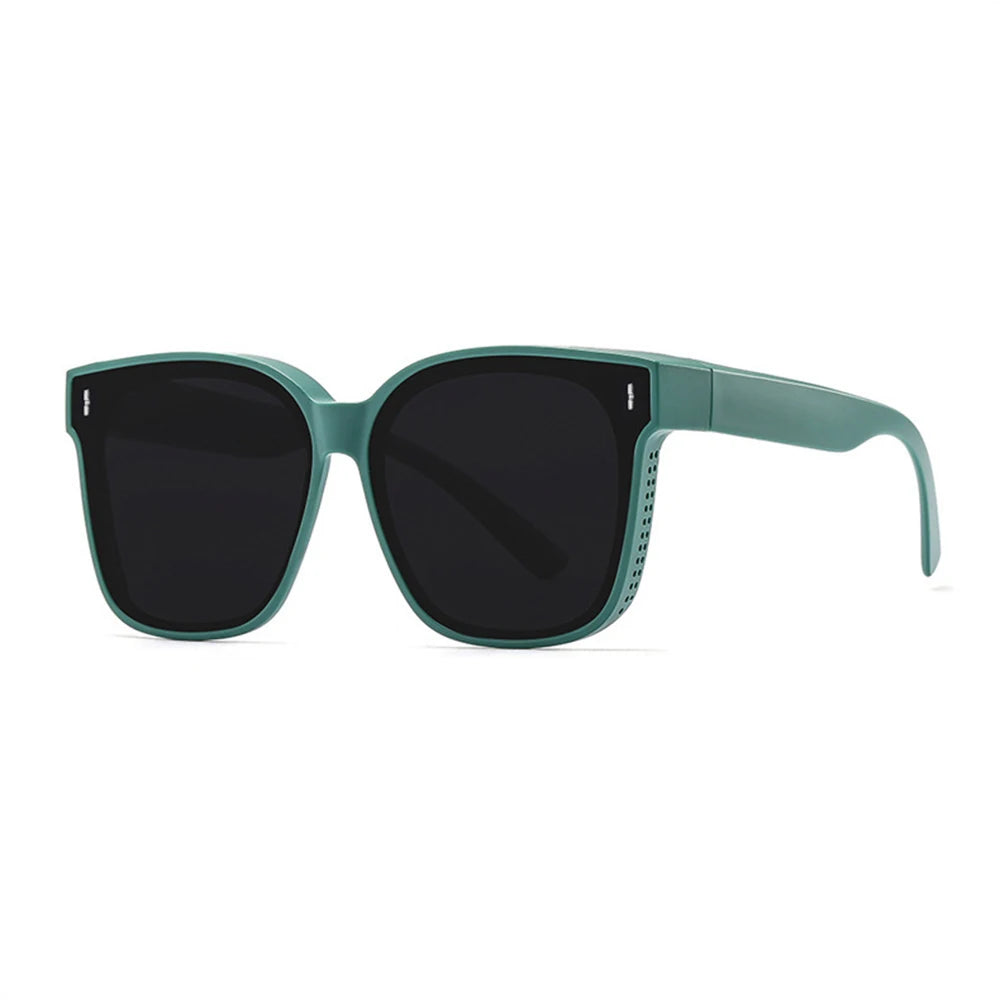 KLASSNUM Transfer Sunglasses Ladies Fit Over Sun Glasses Men Oversize Square Wrap Around Glasses for Prescription Myopia Goggles