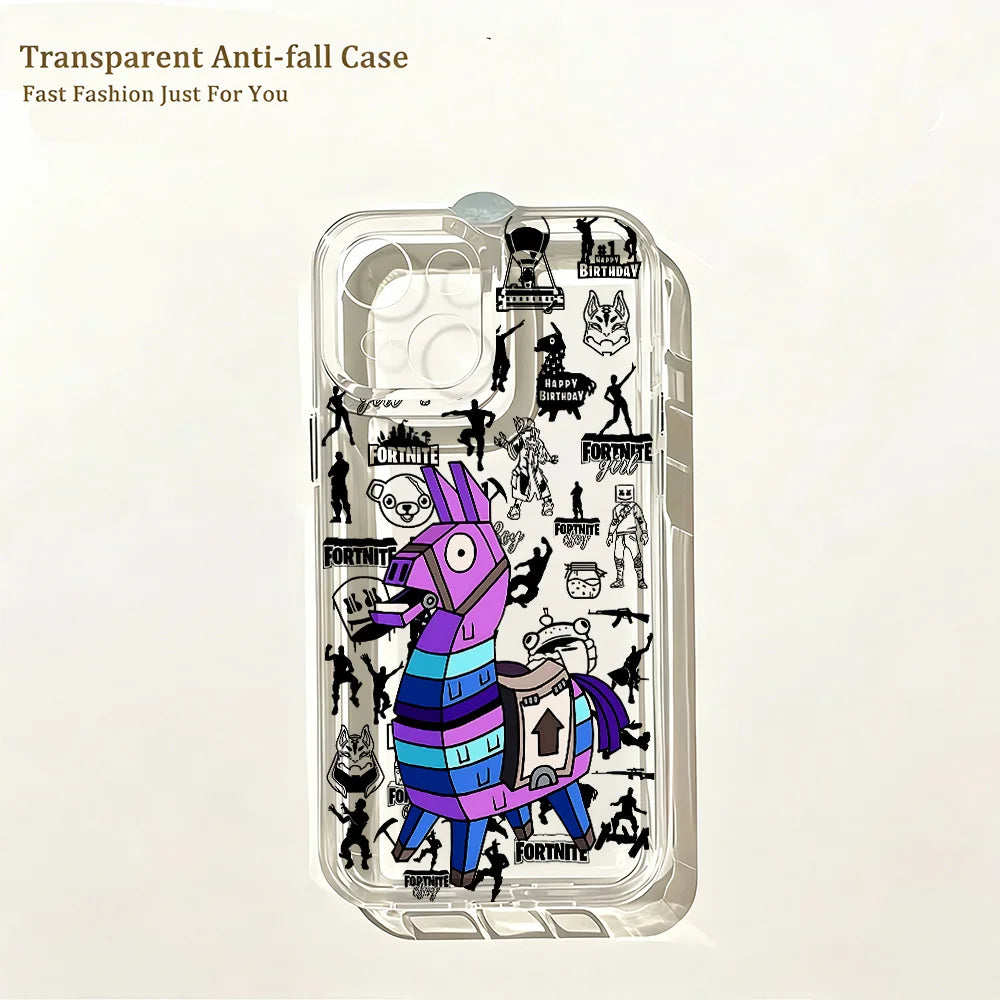 Capa de Telemóvel Hot Game F-Fortnites para iPhone 17e 17 16 16e 15 14 13 12 11 Mini Pro Max X XR XSMax 7 8 Air Plus com Traseira Transparente