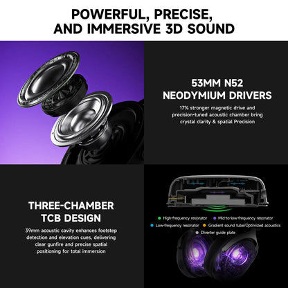 AKKO Verge S9 Gaming-Headset mit Mikrofon – 53mm-Treiber, Quad-Mode Wireless Bluetooth 5.3, 7.1 Surround Sound FPS Pro Gaming-Kopfhörer