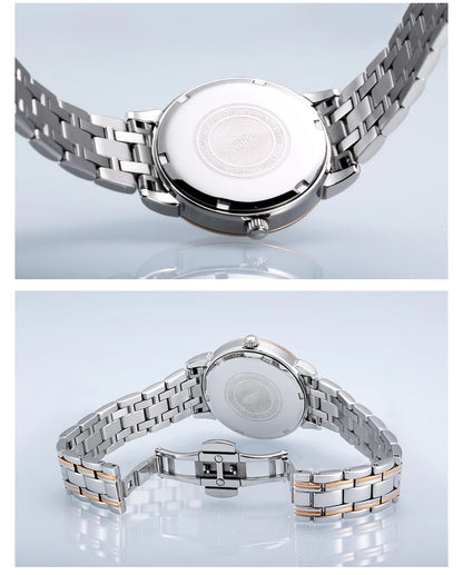 BERNY Women Watch Ladies Quartz Roman Numerals Day Top Calendar Watches Sapphire Glass Solid Steel Strap Women Wristwatch