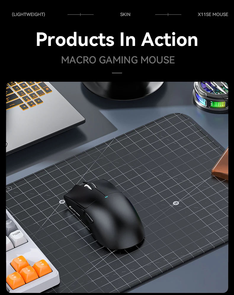 Ratón gaming inalámbrico ATTACK SHARK X11SE, trimodo, superligero de 63g con sensor PAW3311, 22000 DPI, batería de 300mAh, controlador dual