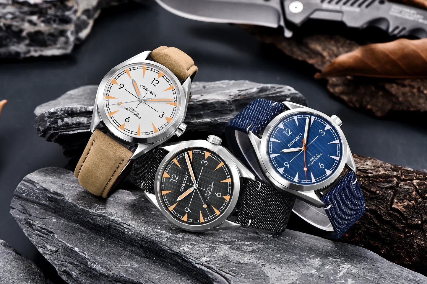 CORGEUT NH35/MIYOTA 8215 Watches Man Cattle Belt Automatic Mechanical Sapphire Glass Watches Fashion Casual Sports Watches