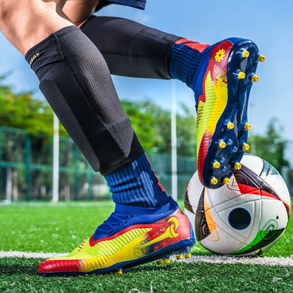 Nouvelles chaussures de football pour hommes, crampons longs antidérapants et respirants pour le sport en extérieur, idéales pour l'entraînement et les matchs, confortables pour adultes