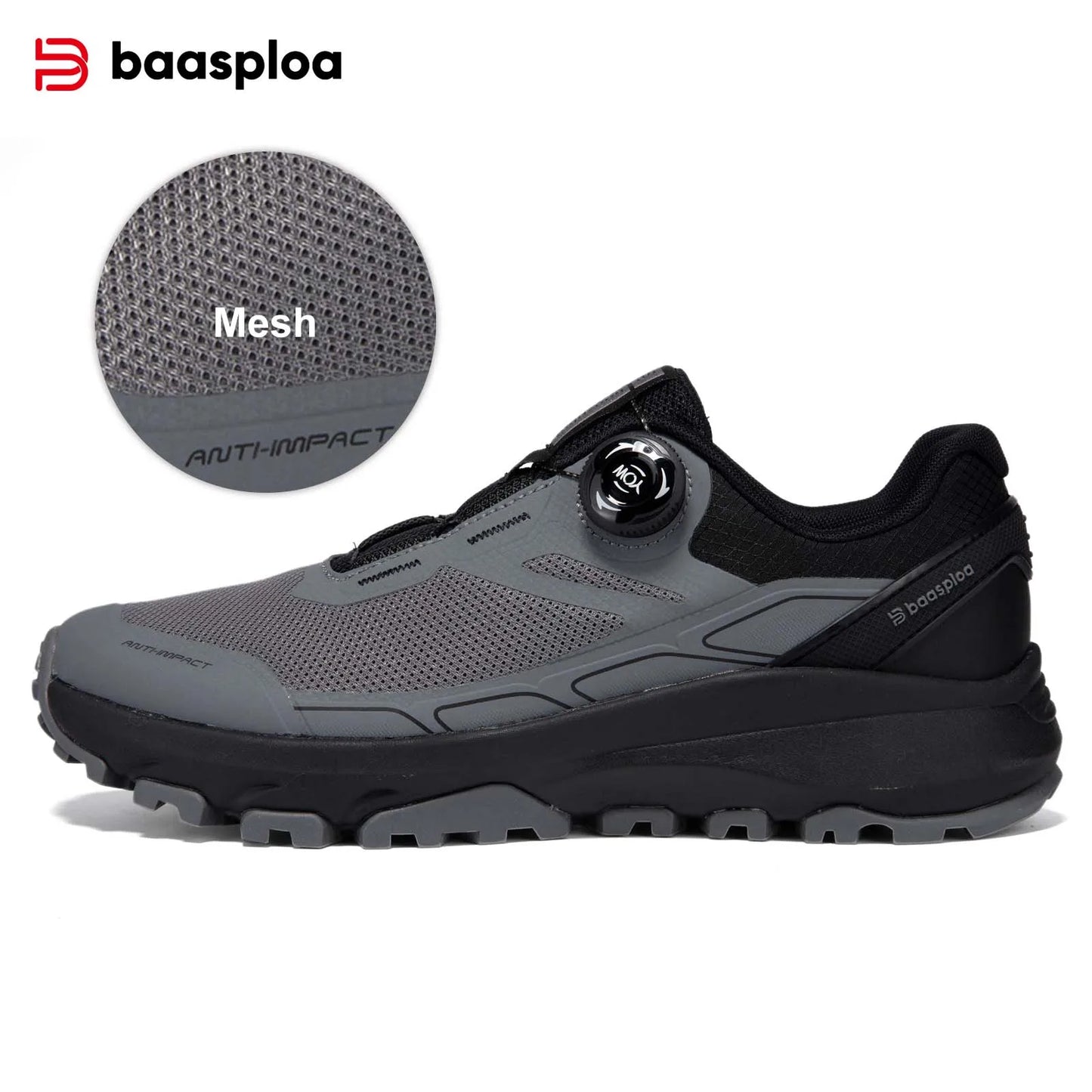 Baasploa Men Hiking Shoes Outdoor Climbing Mesh Breathable Travel Walking Shoes Male Non-Slip Wear Resistant Comfortable Sneakers