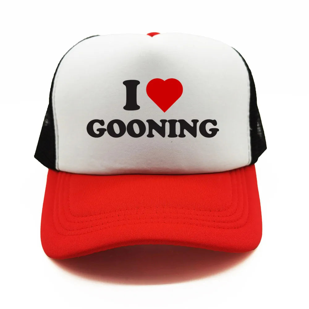 Αστεία καπέλα μπέιζμπολ «I Love Gooning» – Δροσερά καλοκαιρινά ανδρικά καπέλα από πλέγμα – Χιουμοριστικά καπέλα τύπου «Trucker» – Unisex καπέλα από πλέγμα για υπαίθριες δραστηριότητες – MZ-080