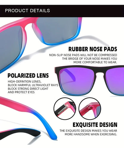 3Pcs Fantasy Gradient Mutipcolor Square Polarized Sunglasses AntiGlare UV400 Glasses Summer Party Driving Fishing Christmas Gift