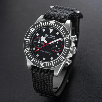SEESTERN cronógrafo para hombre, reloj mecánico con movimiento Tianjin ST1901, cristal de zafiro, correa de nailon con velcro, esqueleto luminoso