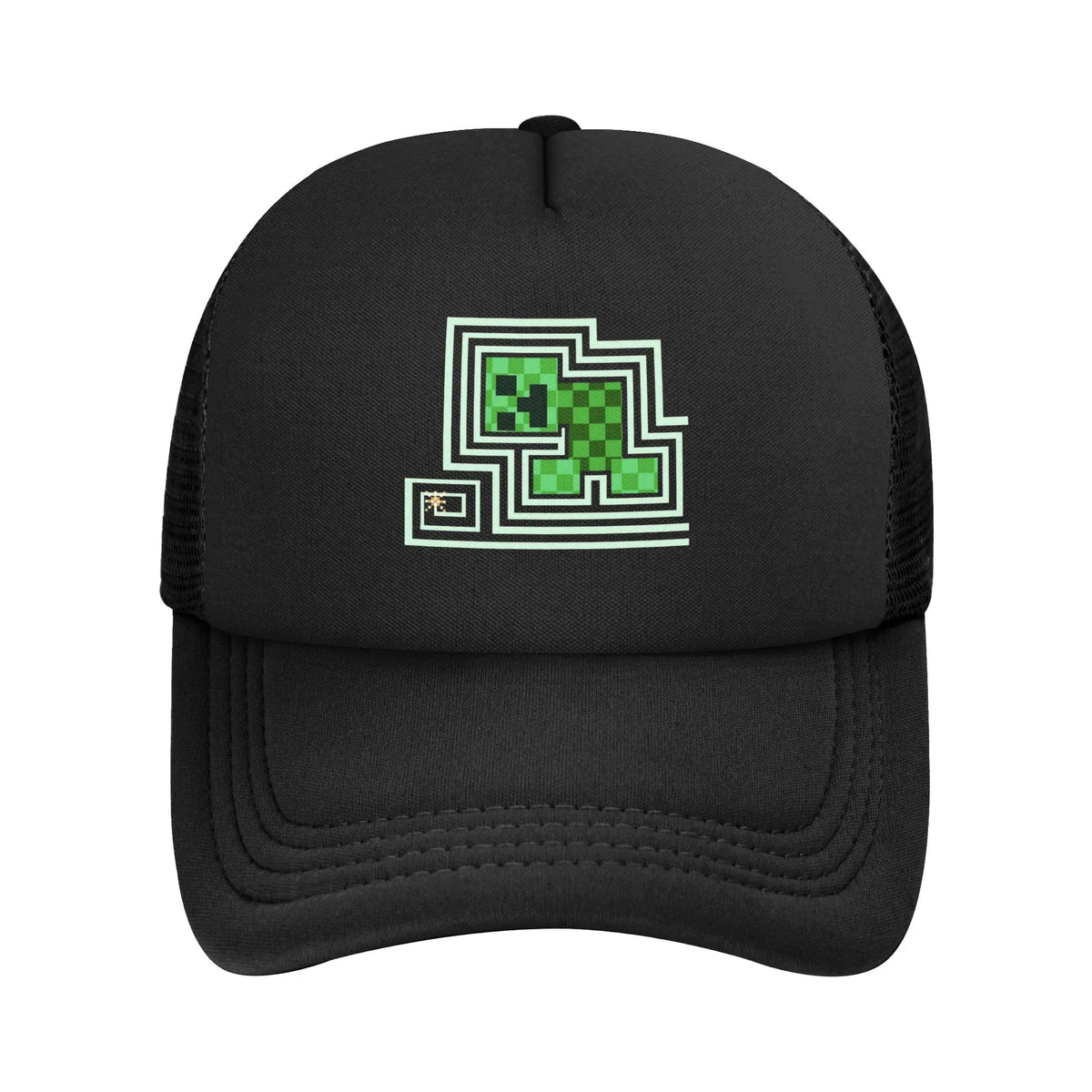 Hoekige avonturier ontdekt een Creepers-monster achter zich Truckerpet Zonnehoeden Verstelbare snapback-petten Mesh-baseballpet